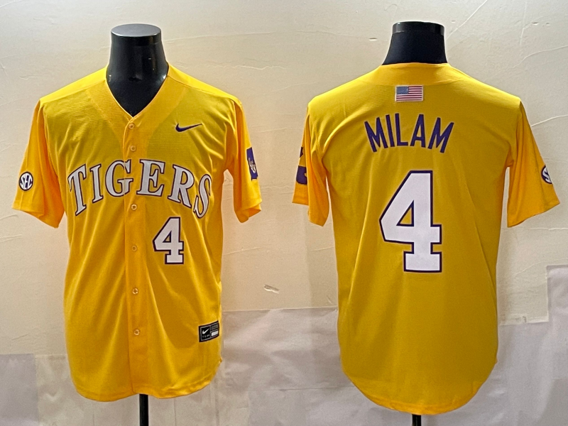 Men's LSU Tigers Steven Milam #4 Yellow Jersey
